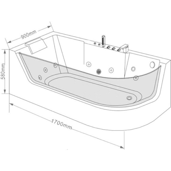 Ванна гидромассажная Grossman 170x80 см GR-17000-1R фото 6