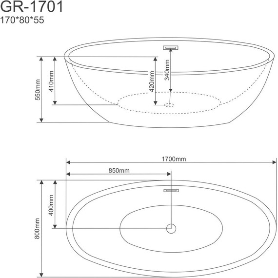 Ванна отдельностоящая Grossman 170x80 см GR-1701 фото 3