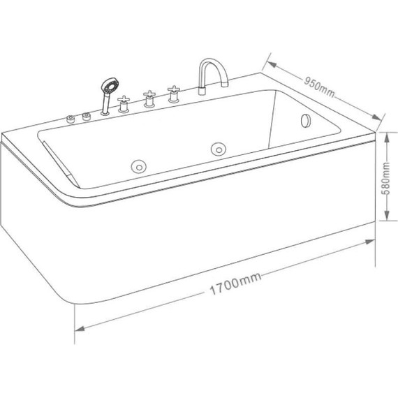 Ванна гидромассажная Grossman 170x95 см GR-17095-1R фото 8