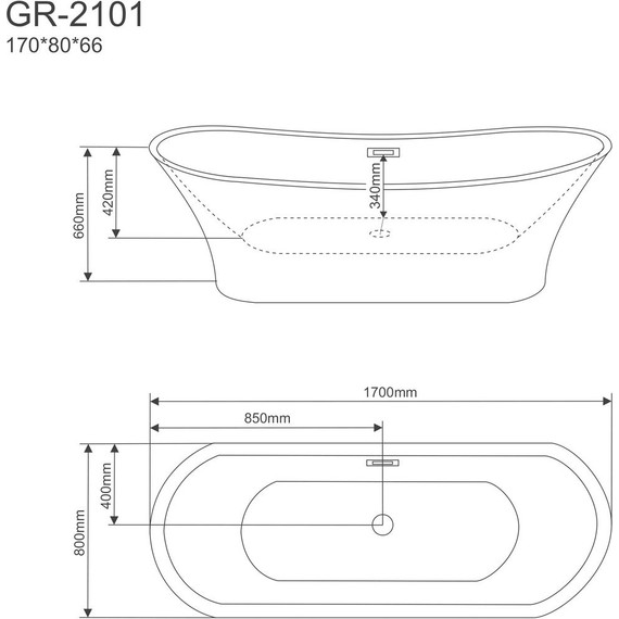 Ванна отдельностоящая Grossman 170x80 см GR-2101 фото 3