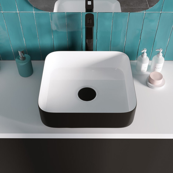 Раковина-чаша Grossman 38 см GR-4042BW, черный/белый фото 4