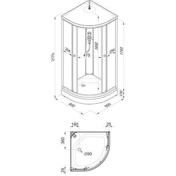 Душевая кабина Triton Ультра А 80x80 см, белый/прозрачное фото 9