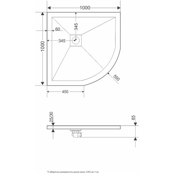 Поддон каменный Grossman Strong 100x100 см GR-S1100100, белый матовый фото 7
