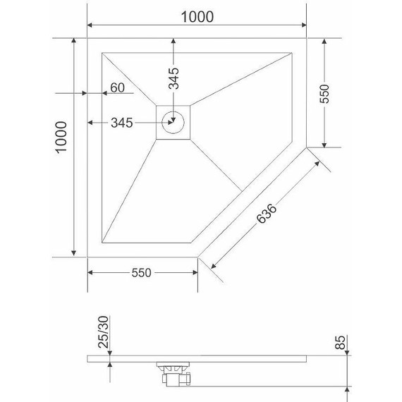 Поддон каменный Grossman Strong 90x90 см GR-S29090D, графит матовый фото 7