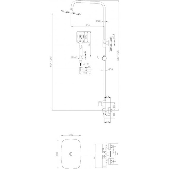 Душевая стойка BelBagno Acqua ACQUA-DOCM-CRM, Цвет производителя: хром фото 3