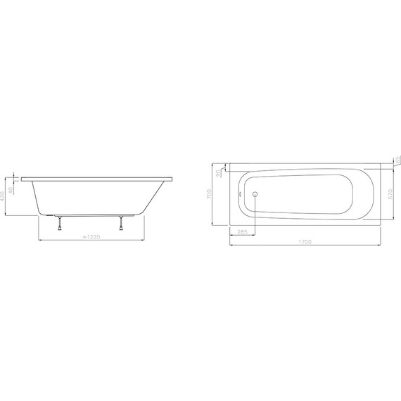 Ванна акриловая Ravak Septima 170х70 см C632S00000, Размер - мм: 1700х700 фото 9