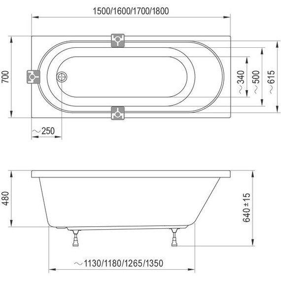 Ванна акриловая Ravak Sonata II 150х70 см C633R00000, Размер - мм: 1500х700 - 9 Ванна акриловая Ravak Sonata II 150х70 см C633R00000, Размер - мм: 1500х700 фото 9