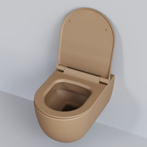 Унитаз подвесной безободковый Ambassador Abner 103T20501R, темно-бежевый матовый, Цвет производителя: коричневый фото 10