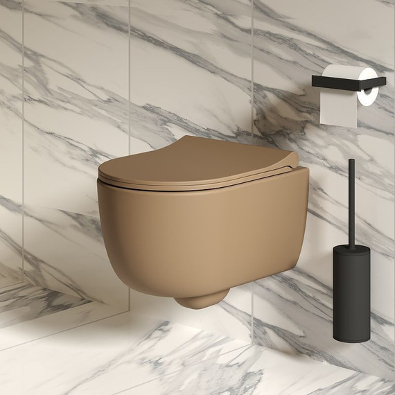 Унитаз подвесной безободковый Ambassador Abner 103T20501R, темно-бежевый матовый, Цвет производителя: коричневый фото 11