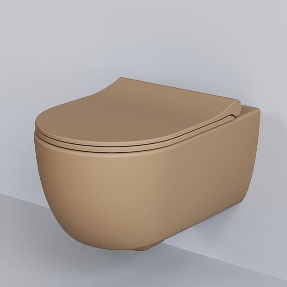 Унитаз подвесной безободковый Ambassador Abner 103T20501R, темно-бежевый матовый, Цвет производителя: коричневый фото 8