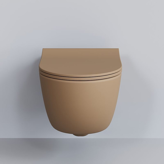 Унитаз подвесной безободковый Ambassador Abner 103T20501R, темно-бежевый матовый, Цвет производителя: коричневый фото 9