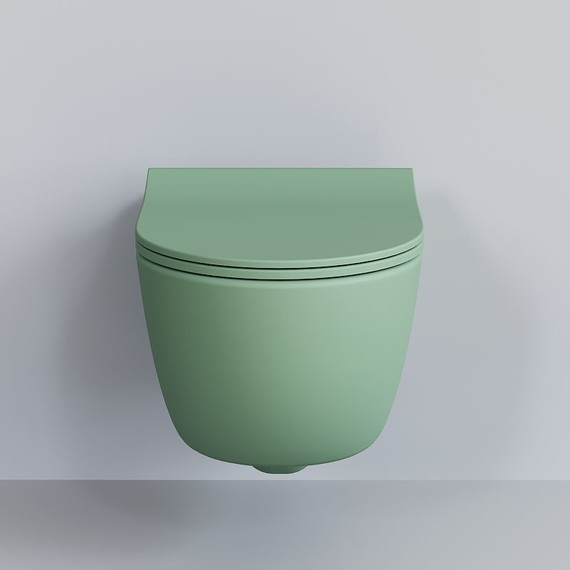 Унитаз подвесной безободковый Ambassador Abner 103T21001R, мятный матовый, Цвет производителя: зелёный фото 9