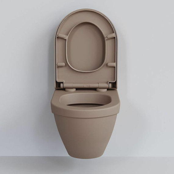 Унитаз подвесной безободковый Ambassador Nord 133T20501, темно-бежевый матовый, Цвет производителя: коричневый фото 4