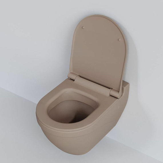 Унитаз подвесной безободковый Ambassador Nord 133T20501, темно-бежевый матовый, Цвет производителя: коричневый фото 5