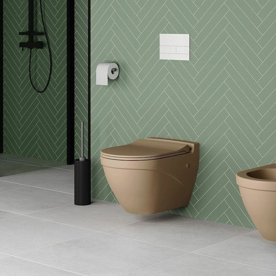 Унитаз подвесной безободковый Ambassador Nord 133T20501, темно-бежевый матовый, Цвет производителя: коричневый фото 6