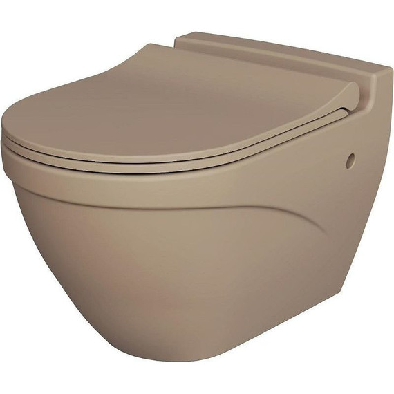 Унитаз подвесной безободковый Ambassador Nord 133T20501, темно-бежевый матовый, Цвет производителя: коричневый фото 2