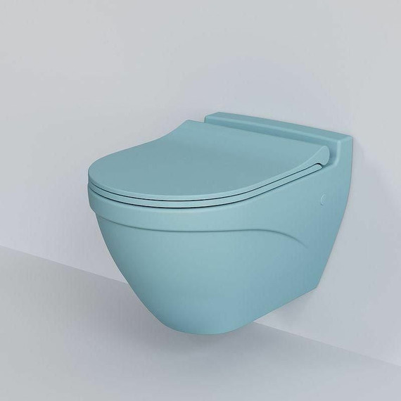 Унитаз подвесной безободковый Ambassador Nord 133T20801, голубой матовый, Цвет производителя: синий фото 2