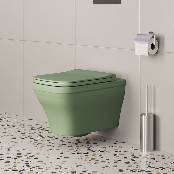 Унитаз подвесной безободковый Ambassador Benefit 203T21001R, мятный матовый, Цвет производителя: зелёный фото 12