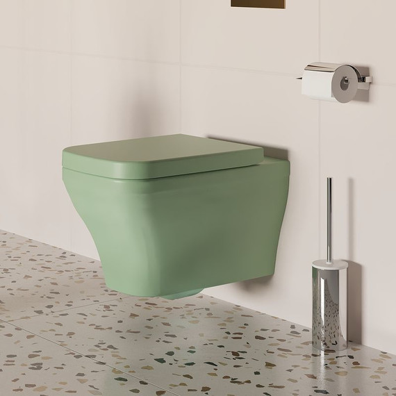 Унитаз подвесной безободковый Ambassador Benefit 203T21001R, мятный матовый, Цвет производителя: зелёный фото 6