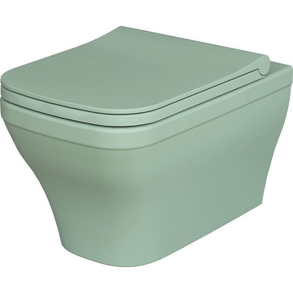 Унитаз подвесной безободковый Ambassador Benefit 203T21001R, мятный матовый, Цвет производителя: зелёный фото 7