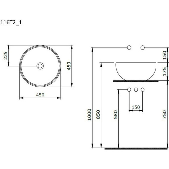 Раковина-чаша Ambassador Queen 45 см 116T20201, черный матовый фото 7