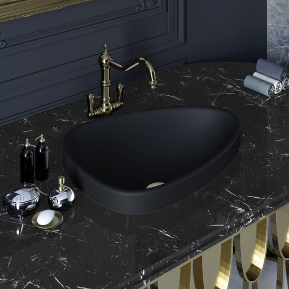 Раковина врезная на столешницу Ambassador Kingston 58 см 146T20202, черный матовый фото 6