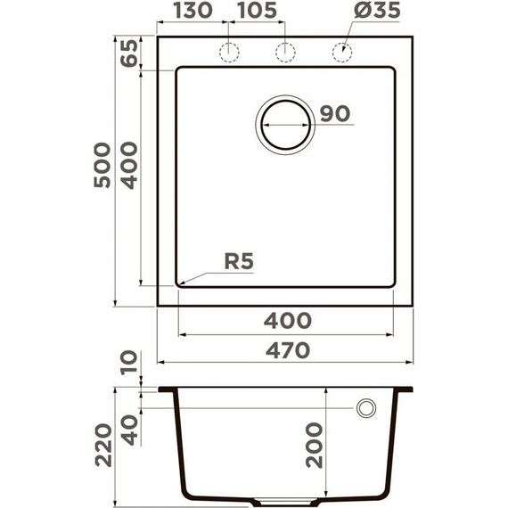Кухонная мойка Omoikiri Bosen 47A GB 4993815, графит, Цвет производителя: графит - 2 Кухонная мойка Omoikiri Bosen 47A GB 4993815, графит, Цвет производителя: графит фото 2