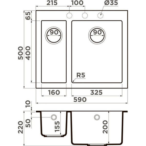 Кухонная мойка Omoikiri Bosen 59-2A GR 4993822, leningrad grey, Цвет производителя: Leningrad grey - 2 Кухонная мойка Omoikiri Bosen 59-2A GR 4993822, leningrad grey, Цвет производителя: Leningrad grey фото 2