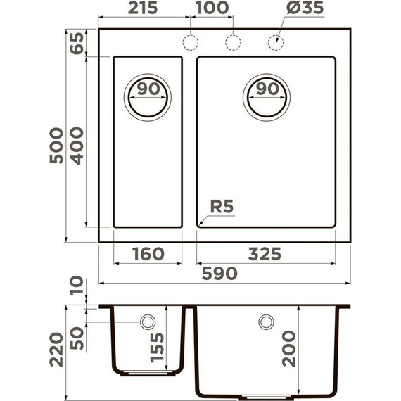 Кухонная мойка Omoikiri Bosen 59-2A WH 4993823, белый, Цвет производителя: белый - 2 Кухонная мойка Omoikiri Bosen 59-2A WH 4993823, белый, Цвет производителя: белый фото 2