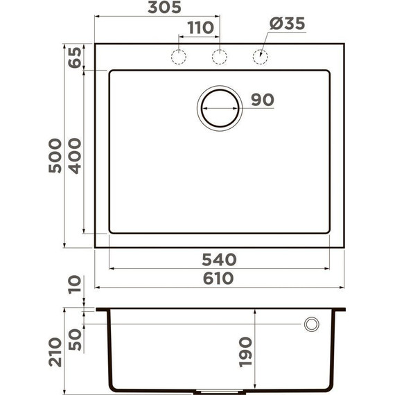 Кухонная мойка Omoikiri Bosen 61A GB 4993824, графит, Цвет производителя: графит - 2 Кухонная мойка Omoikiri Bosen 61A GB 4993824, графит, Цвет производителя: графит фото 2