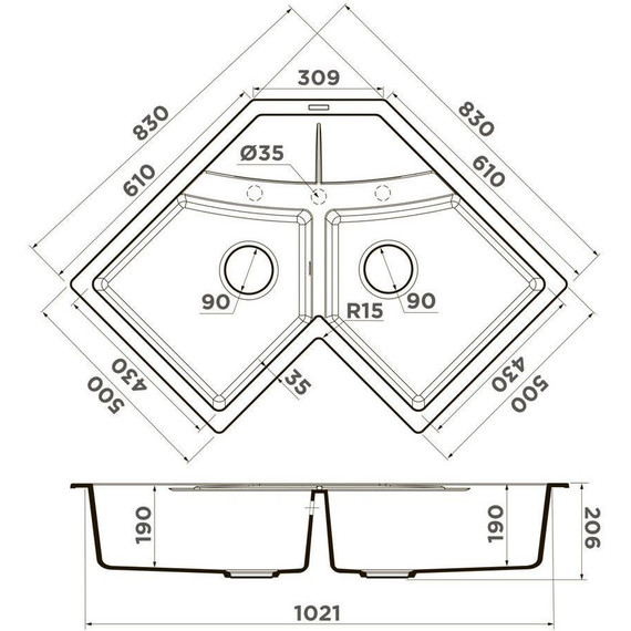 Кухонная мойка Omoikiri Sumi 83C PL 4993860, платина, Цвет производителя: платина - 2 Кухонная мойка Omoikiri Sumi 83C PL 4993860, платина, Цвет производителя: платина фото 2