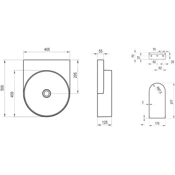 Раковина подвесная Ravak Yard 40 см XJX01040000 фото 5