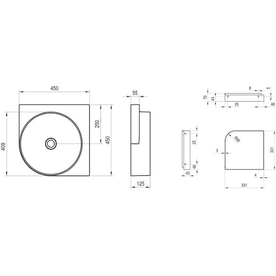 Раковина подвесная Ravak Yard C 45 см XJX01045000 фото 6