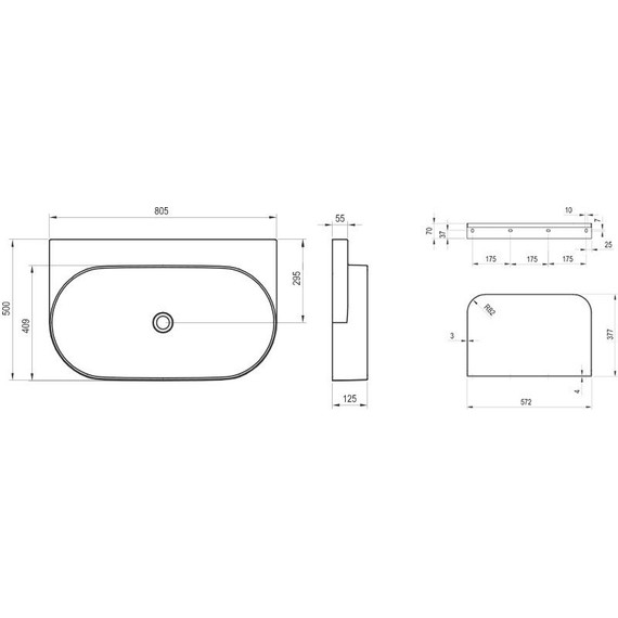 Раковина подвесная Ravak Yard 80 см XJX01080000 фото 5