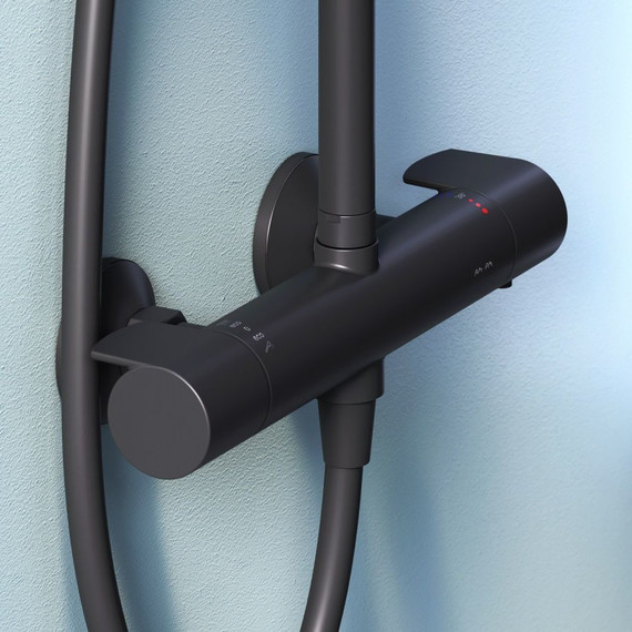 Душевая стойка с термостатом Am.Pm X-Joy F0785A422, черный, Цвет производителя: чёрный - 9 Душевая стойка с термостатом Am.Pm X-Joy F0785A422, черный, Цвет производителя: чёрный фото 9