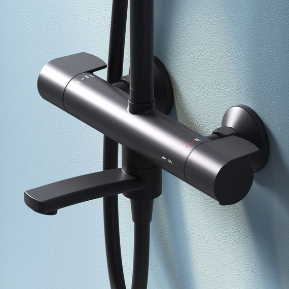 Душевая стойка с термостатом Am.Pm X-Joy F0785A522, черный, Цвет производителя: чёрный - 11 Душевая стойка с термостатом Am.Pm X-Joy F0785A522, черный, Цвет производителя: чёрный фото 11