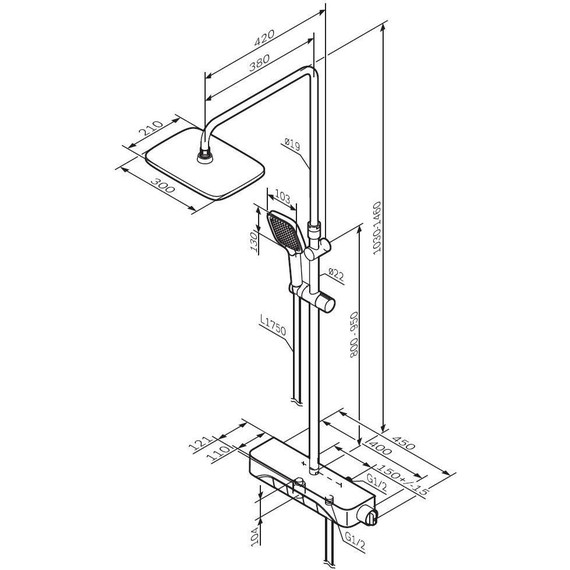 Душевая стойка Am.Pm Func F078F722, черный, Цвет производителя: чёрный - 15 Душевая стойка Am.Pm Func F078F722, черный, Цвет производителя: чёрный фото 15