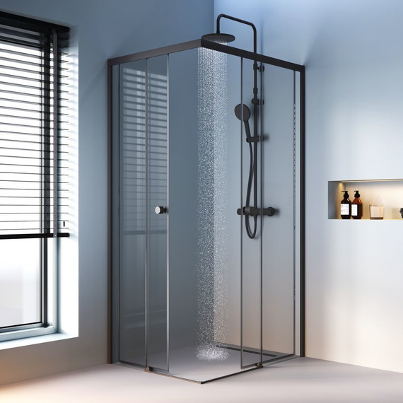 Душевое ограждение Am.Pm X-Joy 100x80 см W94G-403-10080-BТ, черный/прозрачное - 3 Душевое ограждение Am.Pm X-Joy 100x80 см W94G-403-10080-BТ, черный/прозрачное фото 3