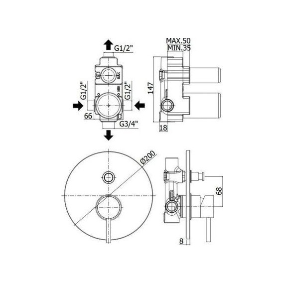 Смеситель для ванны Paffoni Light LIG015CR фото 2