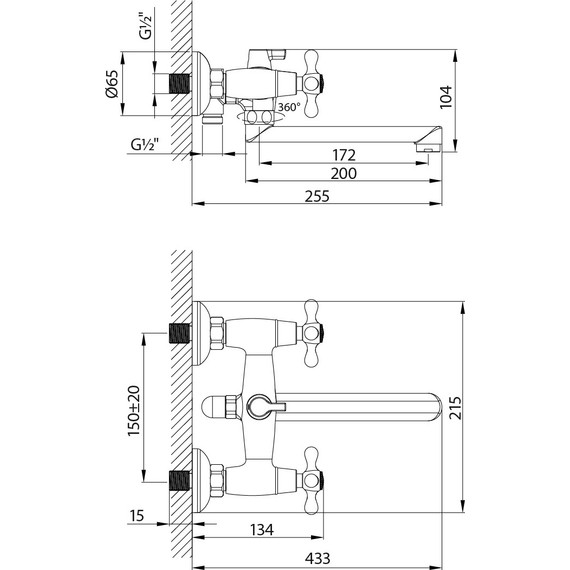 Смеситель для ванны Lemark Standard LM2113C фото 2