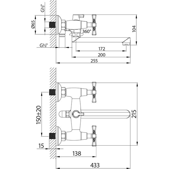 Смеситель для ванны Lemark Benefit LM2513C фото 2