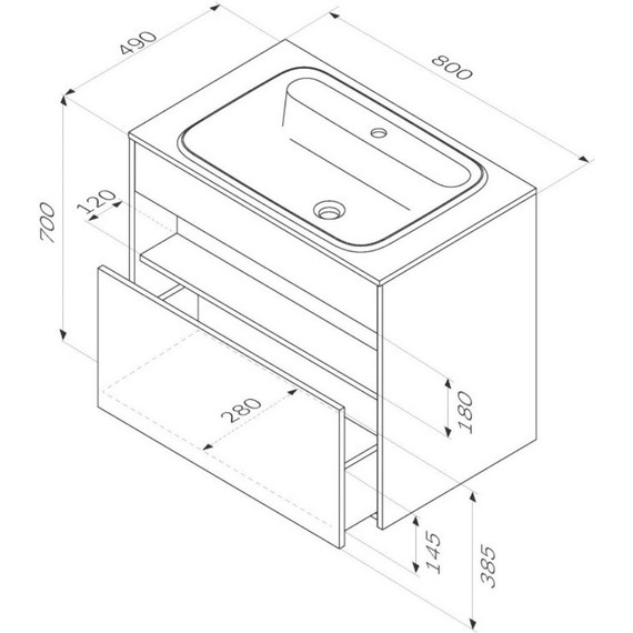 Тумба подвесная с раковиной Am.Pm Func 80 см M8FFUX0801OF, дуб крафт, Цвет фасада: тёмное дерево фото 13