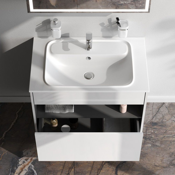 Тумба подвесная с раковиной Am.Pm Func 80 см M8FFUX0801WG, белый глянцевый, Цвет фасада: белый - 2 Тумба подвесная с раковиной Am.Pm Func 80 см M8FFUX0801WG, белый глянцевый, Цвет фасада: белый фото 2