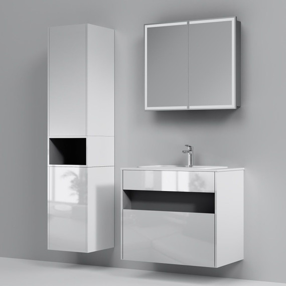 Тумба подвесная с раковиной Am.Pm Func 80 см M8FFUX0801WG, белый глянцевый, Цвет фасада: белый - 5 Тумба подвесная с раковиной Am.Pm Func 80 см M8FFUX0801WG, белый глянцевый, Цвет фасада: белый фото 5