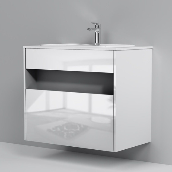 Тумба подвесная с раковиной Am.Pm Func 80 см M8FFUX0801WG, белый глянцевый, Цвет фасада: белый - 6 Тумба подвесная с раковиной Am.Pm Func 80 см M8FFUX0801WG, белый глянцевый, Цвет фасада: белый фото 6