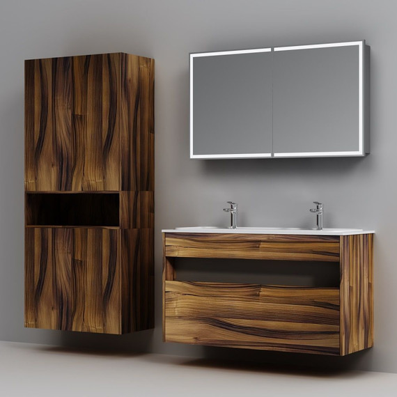 Тумба подвесная с раковиной Am.Pm Func 120 см M8FFUX1201OF, дуб крафт, Цвет фасада: тёмное дерево фото 7