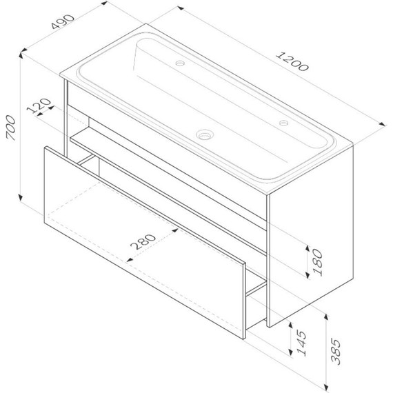 Тумба подвесная с раковиной Am.Pm Func 120 см M8FFUX1201WG, белый глянцевый, Цвет фасада: белый фото 12
