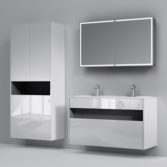 Тумба подвесная с раковиной Am.Pm Func 120 см M8FFUX1201WG, белый глянцевый, Цвет фасада: белый фото 5