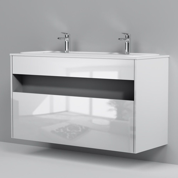 Тумба подвесная с раковиной Am.Pm Func 120 см M8FFUX1201WG, белый глянцевый, Цвет фасада: белый фото 6