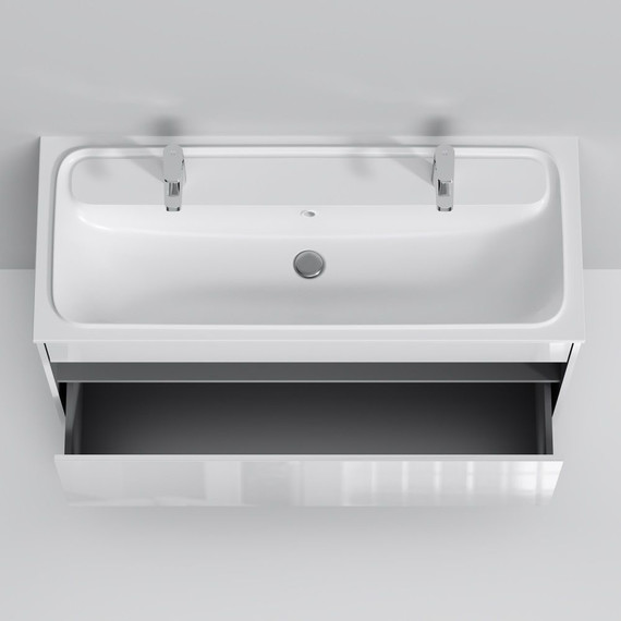Тумба подвесная с раковиной Am.Pm Func 120 см M8FFUX1201WG, белый глянцевый, Цвет фасада: белый фото 7